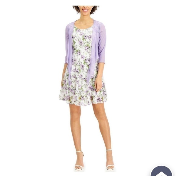 Connected Apparel Womens Ivory Chiffon 1PC Bolero Sheath Dress Petites NWT - Picture 7 of 8